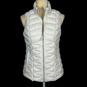Tangerine‎ Women's Quilted Puffer Vest White Full Zip Stand Collar Lightweight S